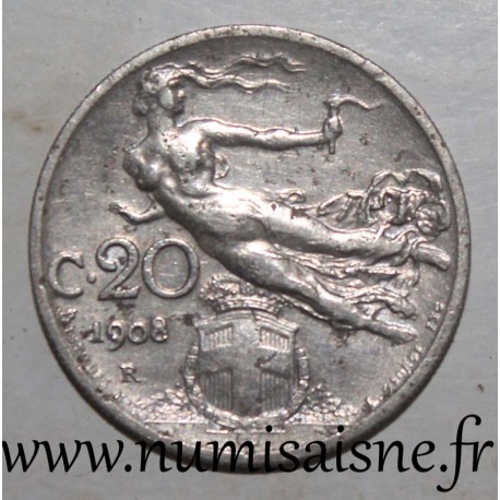 ITALIE - KM 44 - 20 CENTESIMI 1908