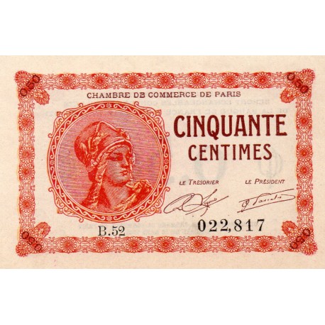 75 - PARIS - 50 CENTIMES - 10/03/1920 - PARIS HANDELSKAMMER