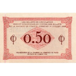 75 - PARIS - 50 CENTIMES - 10/03/1920 - CHAMBRE DE COMMERCE DE PARIS