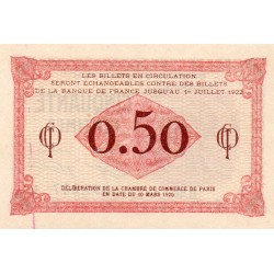 75 - PARIS - 50 CENTIMES - 10/03/1920 - CHAMBRE DE COMMERCE DE PARIS