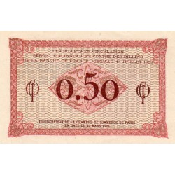 75 - PARIS - 50 CENTIMES - 10/03/1920 - CHAMBRE DE COMMERCE DE PARIS