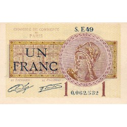 75 - PARIS - 1 FRANC - 10/03/1920 - CHAMBER OF COMMERCE