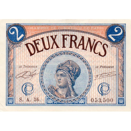 75 - PARIS - 2 FRANCS - 10/03/1920 - CHAMBRE DE COMMERCE