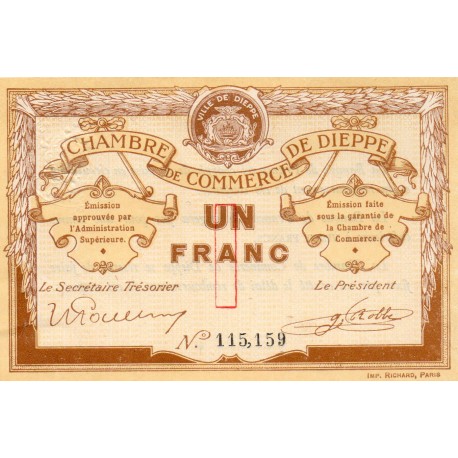 COUNTY 76 - DIEPPE - CHAMBER OF COMMERCE - 1 FRANC