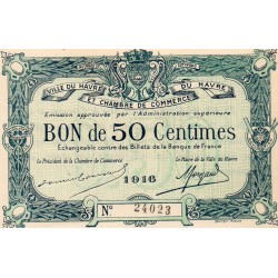 KOMITAT 76 - LE HAVRE - HANDELSKAMMER - 50 CENTIMES 1916