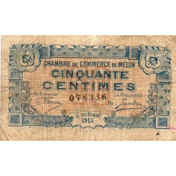 77 - MELUN - CHAMBRE DE COMMERCE - 50 CENTIMES - 15/10/1915