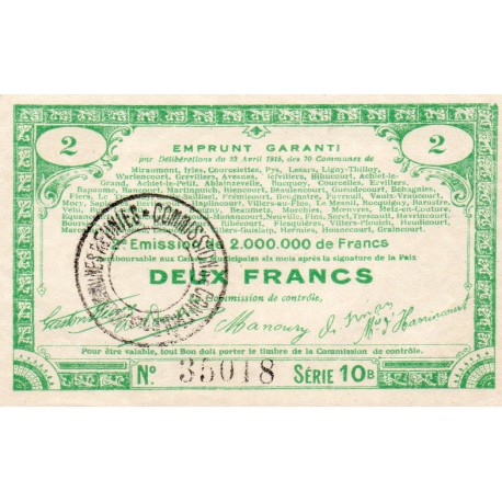 80 - MIRAUMONT - 2 FRANCS - 23/04/1916