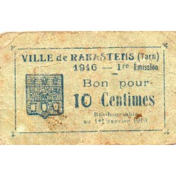 81 - RABASTENS - 10 CENTIMES - 1916