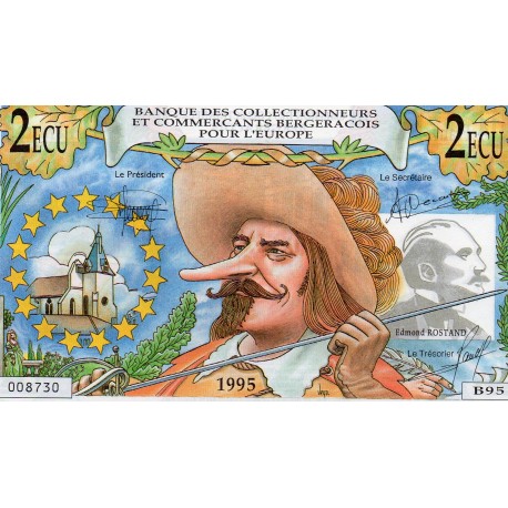 COUNTY 24 - BERGERAC - REFUNDABLE VOUCHER OF 2 ECUS / 14 FRANCS - 1995 - CYRANO DE BERGERAC - EDMOND ROSTAND