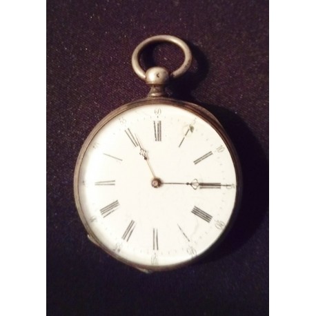 MEN'S POCKET WATCH IN SILVER WITH KEY WINDER