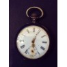 MEN'S POCKET WATCH IN SILVER WITH KEY WINDER WITH FLORAL PATTERN ON THE BACK