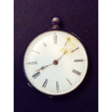 MEN'S POCKET WATCH IN SILVER WITH KEY WINDER - WITHOUT BELLIERE