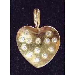 PENDENTIF EN OR JAUNE - 18 CARATS - EN FORME DE COEUR ORNÉ DE 12 BRILLANTS (0.24 CARATS AU TOTAL)