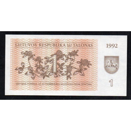 Lithuania - PICK 39 - 1 TALONAS - 1992