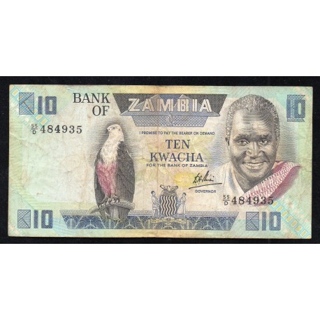 SAMBIA - PICK 26 d - 10 KWACHA - 1980-1988 - SIGN 6