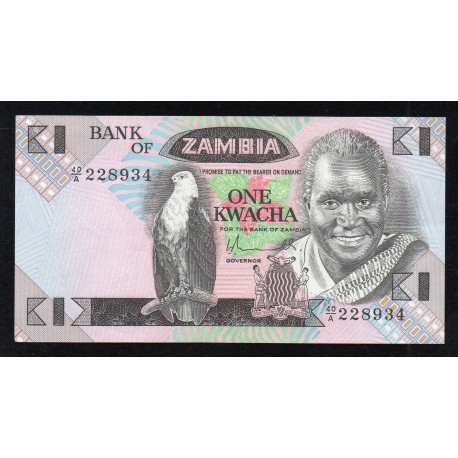 ZAMBIE - PICK 23 a - 1 KWACHA - 1980-1988 - SIGN 5