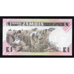 ZAMBIE - PICK 23 a - 1 KWACHA - 1980-1988 - SIGN 5