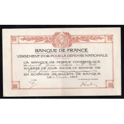 BANQUE DE FRANCE - GOLD PAYOUT FOR NATIONAL DEFENSE - DECEMBER 12, 1915