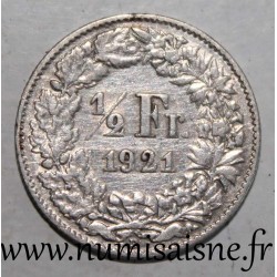 SWITZERLAND - KM 23 - 1/2 FRANC 1921 B - STANDING HELVETIA