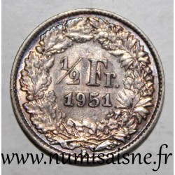 SCHWEIZ - KM 23 - 1/2 FRANC 1951 B - HELVETIA STEHEND