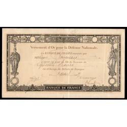 BANQUE DE FRANCE - GOLD PAYOUT FOR NATIONAL DEFENSE - 02/04/1917