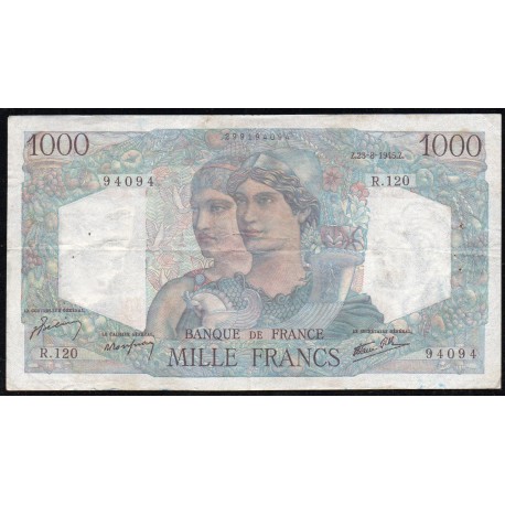 FRANCE - PICK 130 - 1000 FRANCS MINERVE ET HERCULE - 06/12/1945