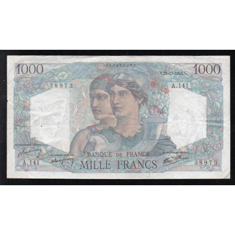 FRANCE - PICK 130 - 1000 FRANCS - TYPE MINERVA AND HERCULES - 22/11/1945