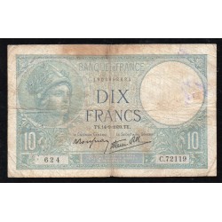 FRANKREICH - PICK 84 - 10 FRANCS MINERVE - 14/09/1939