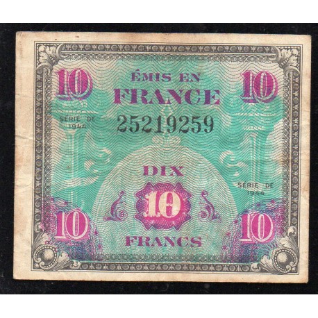 FRANCE - PICK 116 - 10 FRANCS 1944 - JUNE - TYPE FLAG