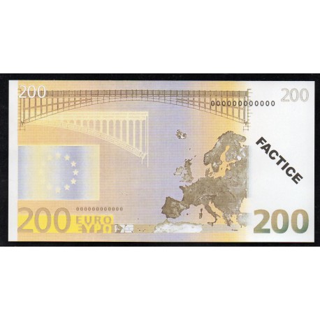 200 Euro - BILLET 200 EUROS FACTICE CHINOIS EURO SCHEIN PAPER MONEY BANKNOTE
