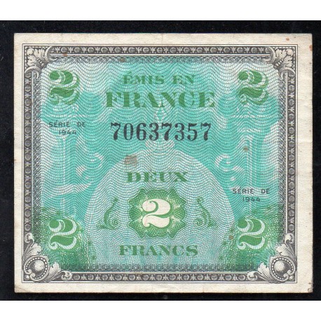 FRANKREICH - PICK 114 - 2 FRANCS DRAPEAU - 1944 - NO SERIE