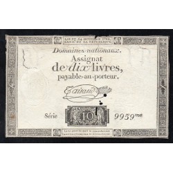 ASSIGNAT ÜBER 10 LIVRES - 24/10/1792 - NATIONALE DOMÄNEN - SERIE 9959