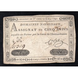 ASSIGNAT DE 5 LIVRES - 06/05/1791 - DOMAINES NATIONAUX