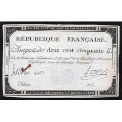 ASSIGNAT OF 250 LIVRES - 7 VENDEMIAIRE L'AN 2 - NATIONAL DOMAINS - 4615 SERIES