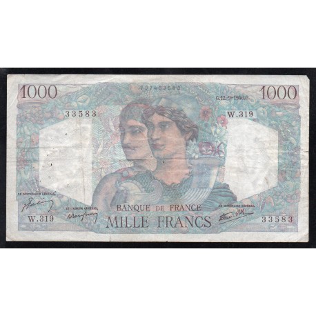 FRANCE - PICK 130 - 1000 FRANCS MINERVE ET HERCULE - 12/09/1946 - W.319