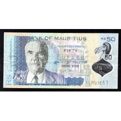 MAURITIUS - PICK 65 - 50 RUPEES  - 2013 - POLYMERE