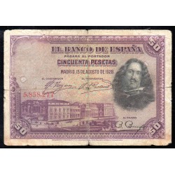 ESPAGNE- PICK 75 a - 50 PESETAS - 15/08/1928