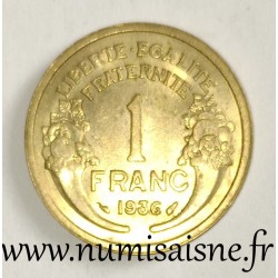 FRANKREICH - KM 885 - 1 FRANC 1936 - TYP MORLON - BRONZE ALU