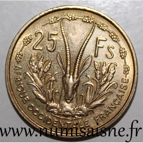 FRANZÖSISCHES WESTAFRIKA - KM 7 - 25 FRANC 1956 - GAZELLE