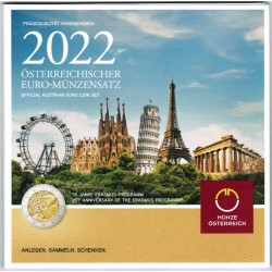 AUTRICHE - COFFRET EURO BRILLANT UNIVERSEL 2022 - 8 PIECES (3.88 euros)