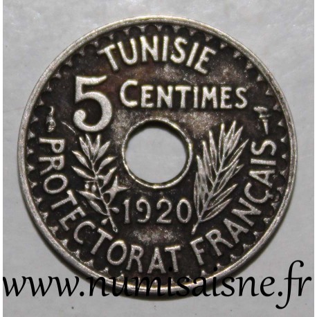 TUNISIA - KM 245 - 5 CENTIMES 1920 - Muhammad al-Nasir - French protectorate - Medal strike