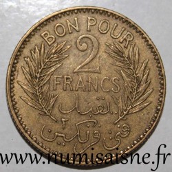 TUNISIA - KM 248 - 2 FRANCS 1941 - AH 1360