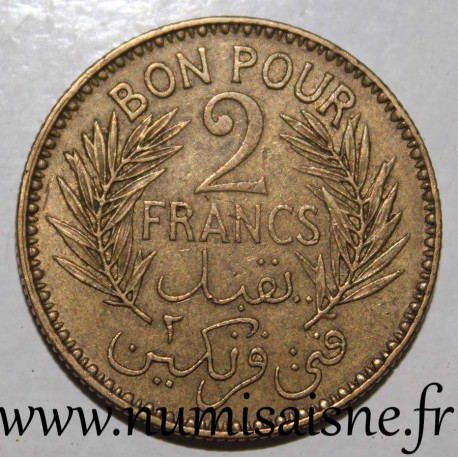 TUNISIA - KM 248 - 2 FRANCS 1941 - AH 1360