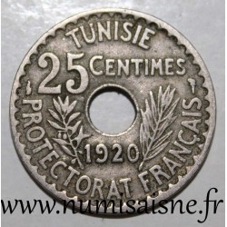 TUNESIEN - KM 244 - 25 CENTIMES 1920 - AH 1338 - Muhammad al-Nasir - Französisches Protektorat