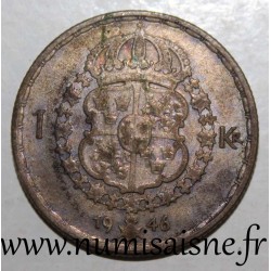 SUÈDE - KM 814 - 1 KRONA 1946 - GUSTAF V