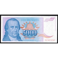 YOUGOSLAVIE - PICK 141 a - 5 000 DINARA - 1994 - SIGN 18