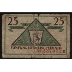 ALLEMAGNE - NOTGELD - DÜSSELDORF Stadt - 25 PFENNIG - 15/10/1919 - 31/03/1921 - SÉRIE B