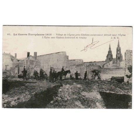 51460 - L'ÉPINE - LA GUERRE 1914 - VILLAGE ENTIEREMENT DÉTRUIT SAUF L'ÉGLISE