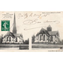 10230 - MAILLY-LE-GRAND - ÉGLISE AVANT ET APRES L'OURAGAN DU 30 JUIN 1905