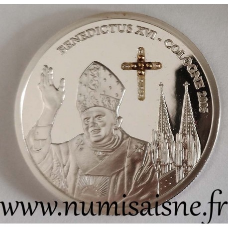 KONGO - KM 172 - 10 FRANCS 2005 - PAPST BENEDIKT XVI. IN KÖLN - Fehlende silberne Kugeln am Kreuz